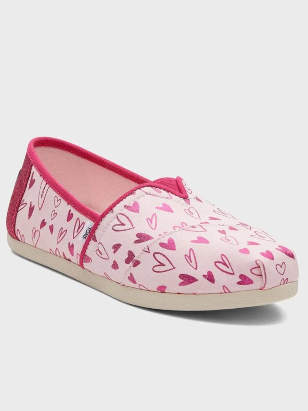 Toms Canvas Alpargata Slip On Hearts and Sparkle Shoes - Size 8 - LIKE NEW